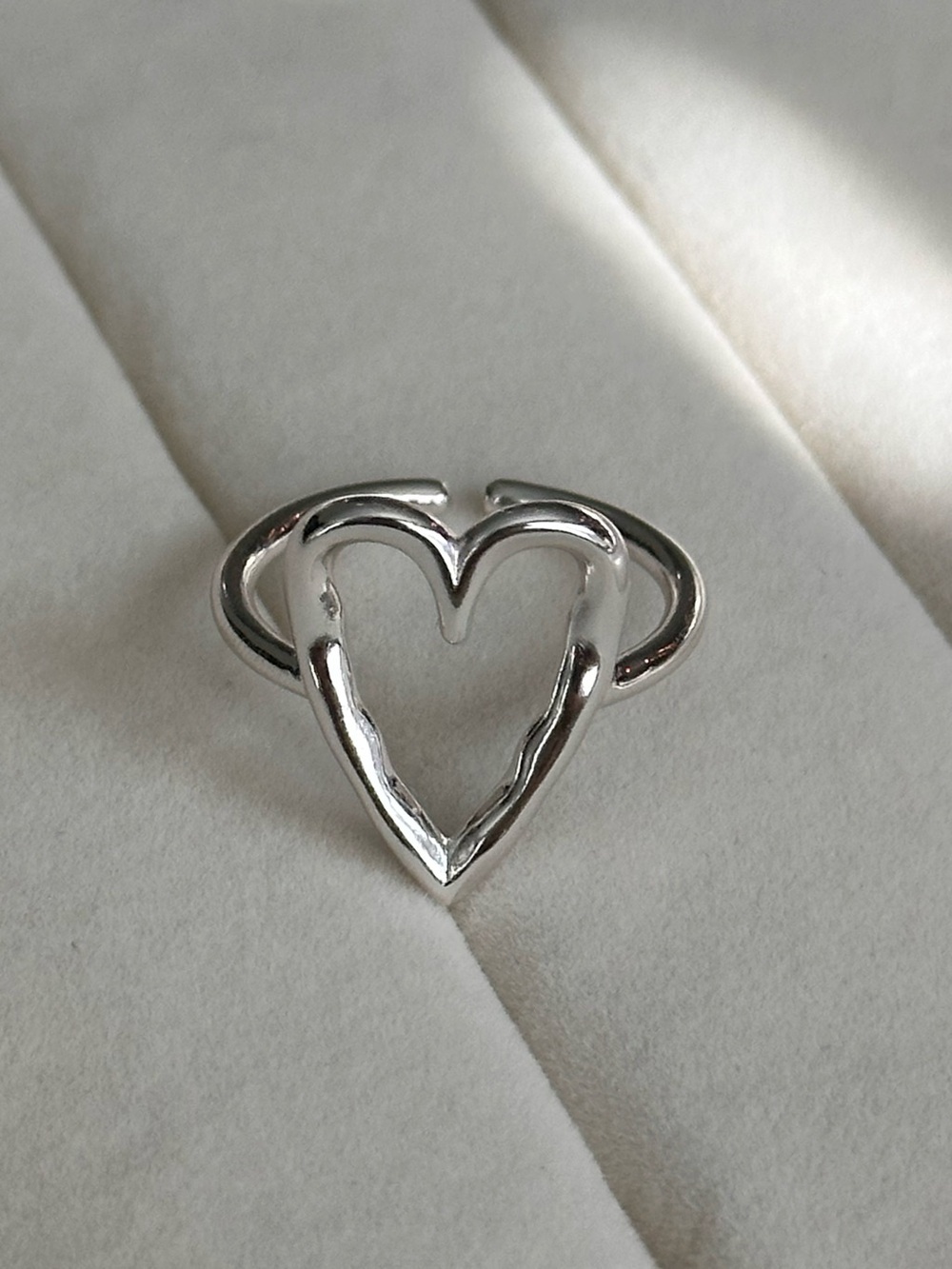 Open Heart Sterling Silver Ring - Minimalist